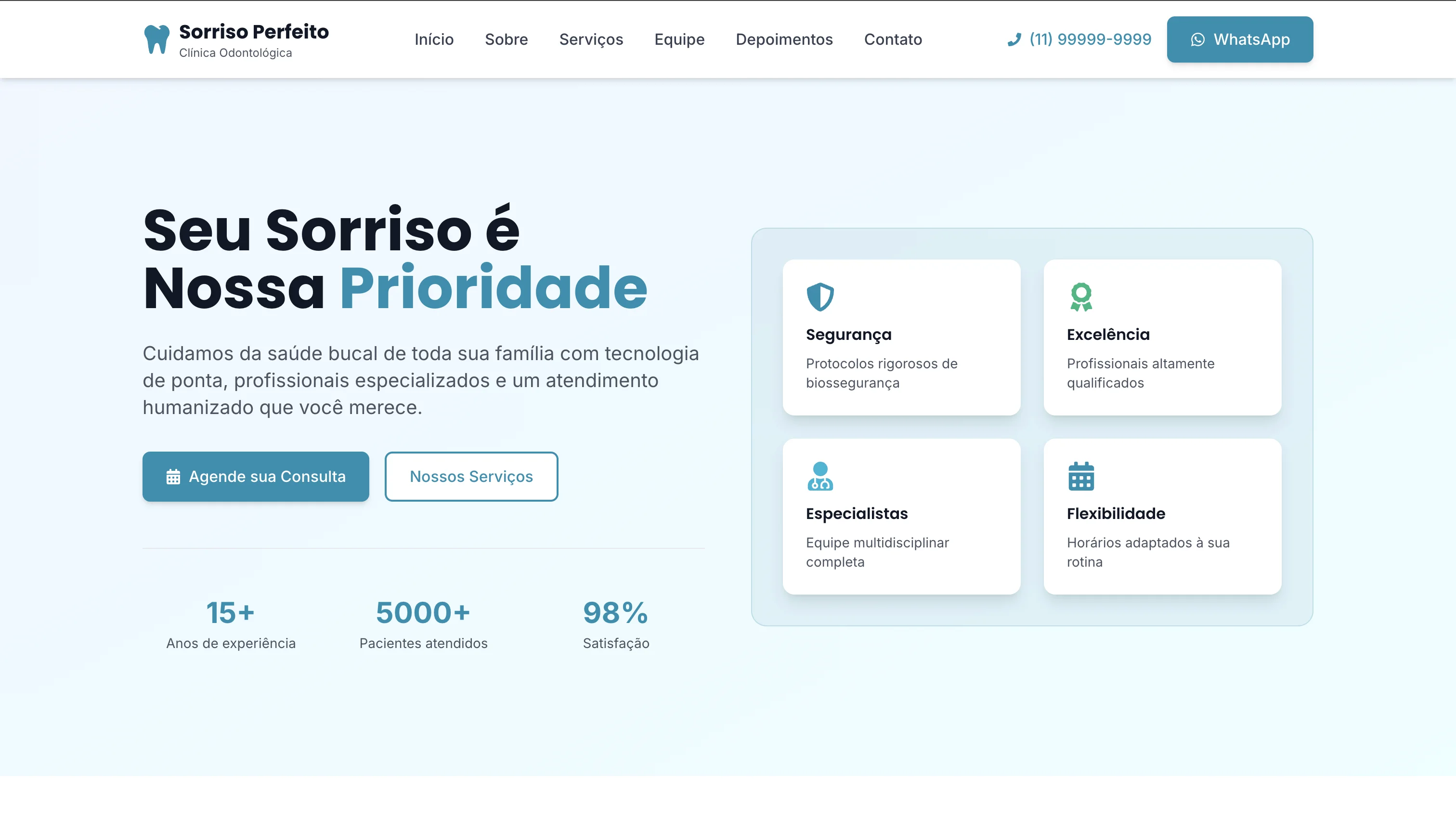 Preview do site de Odontologia