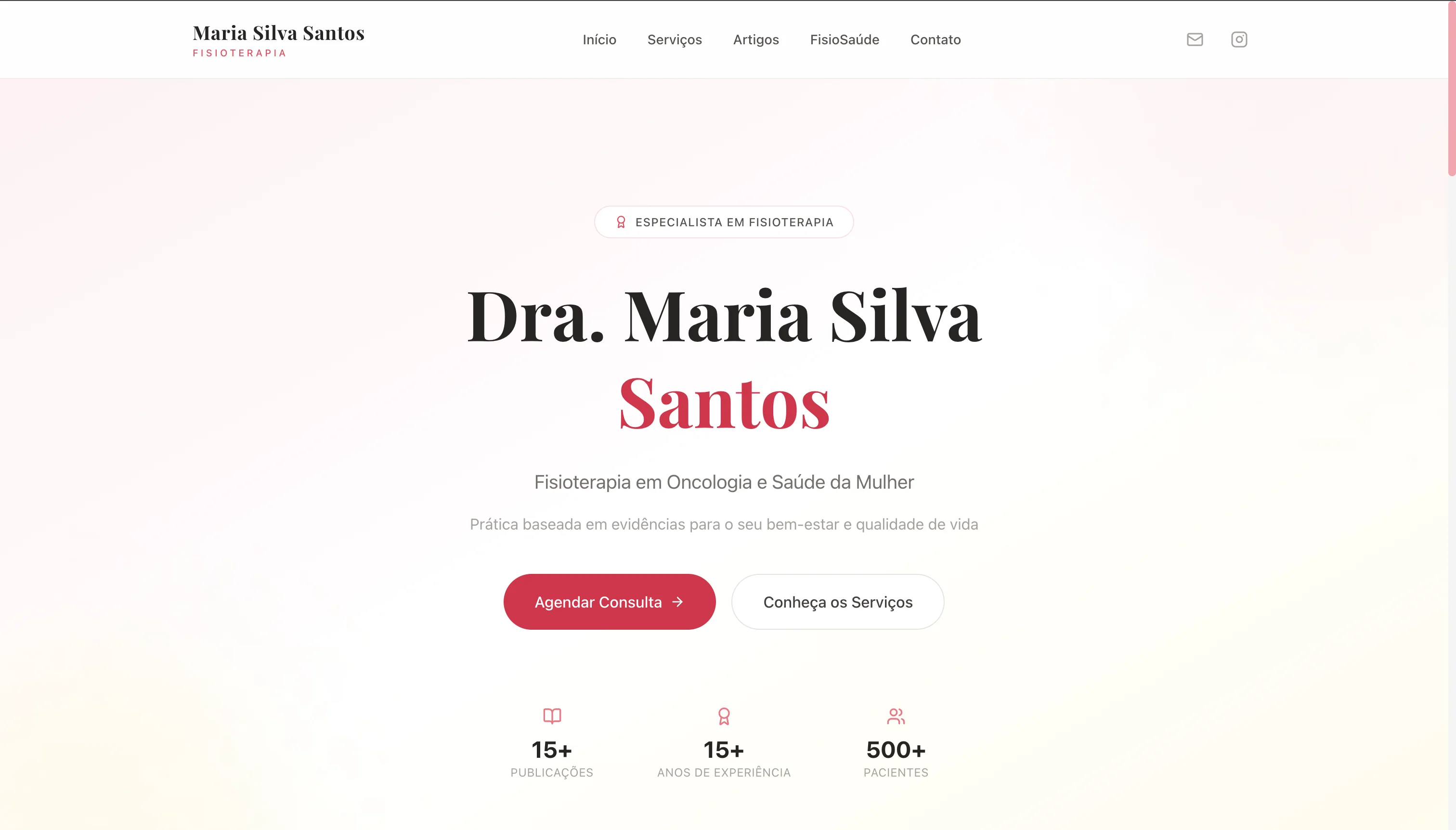 Preview do site de Fisioterapia