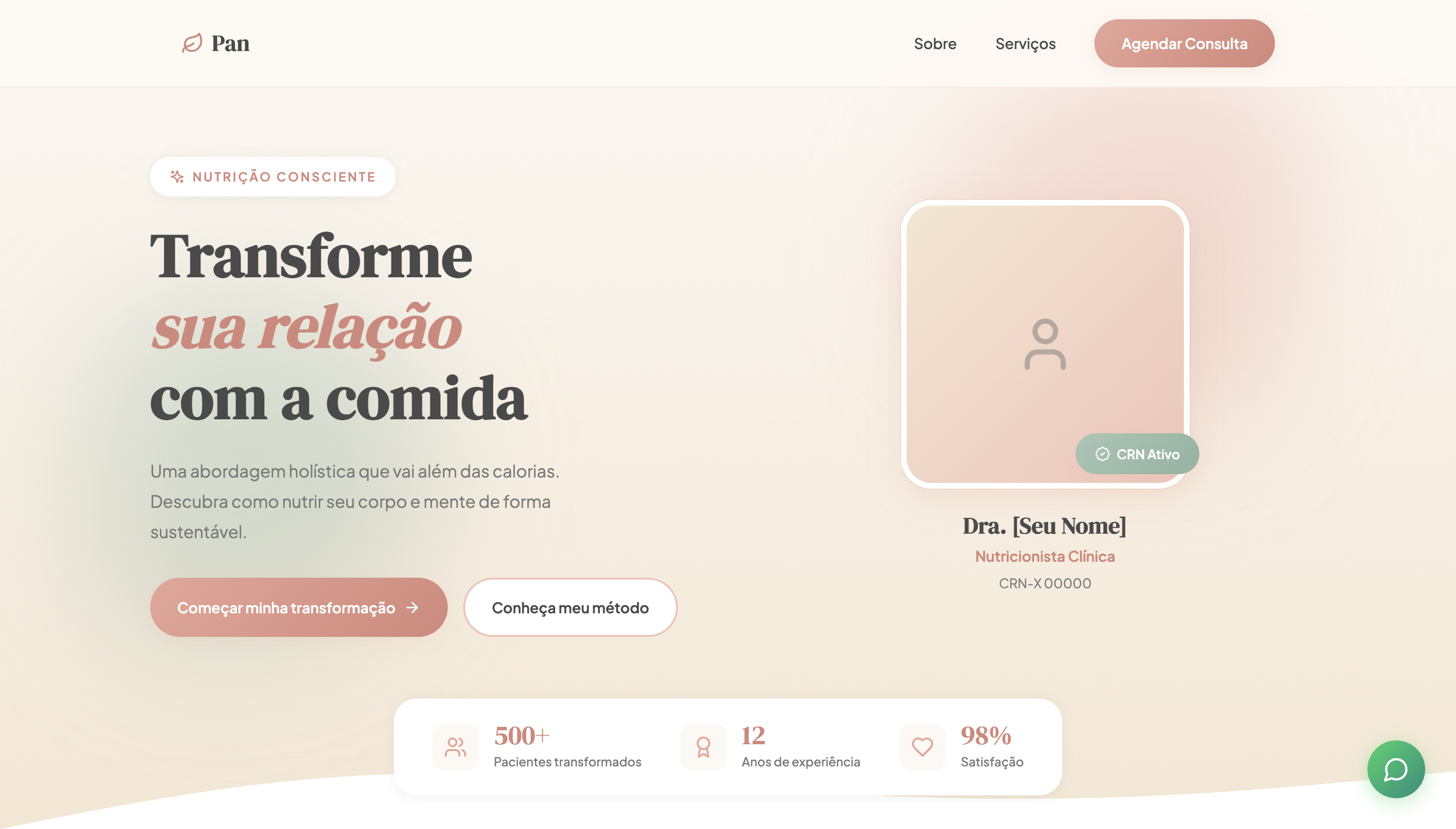 Preview do site de Nutrição