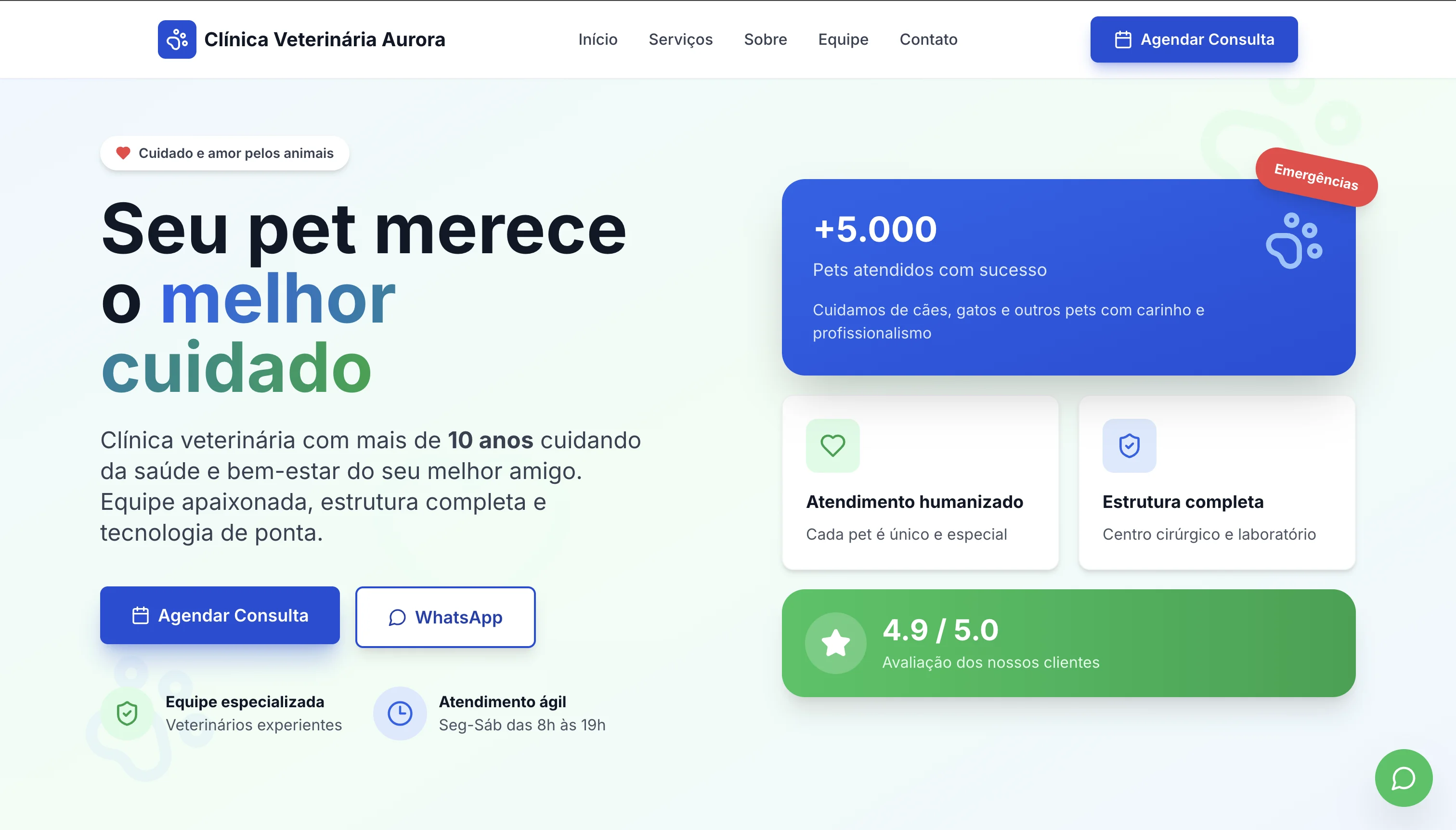 Preview do site de Veterinário